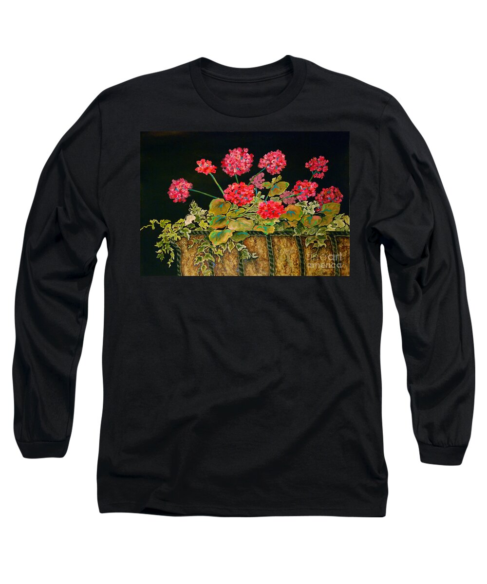 Flowers Long Sleeve T-Shirt featuring the painting Geraniums by Genie Morgan