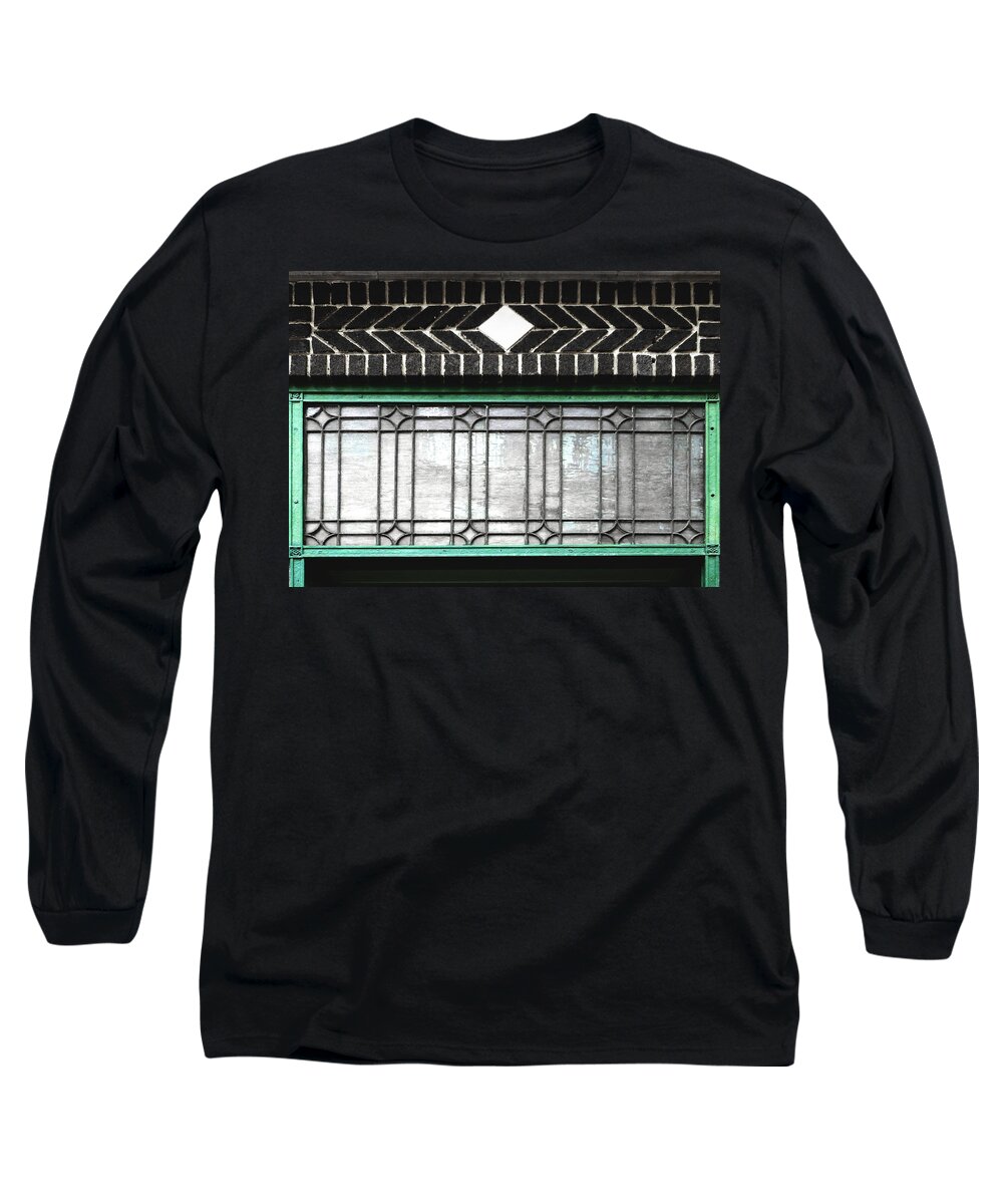 Architecture Long Sleeve T-Shirt featuring the photograph Glass and Bricks by Randi Kuhne