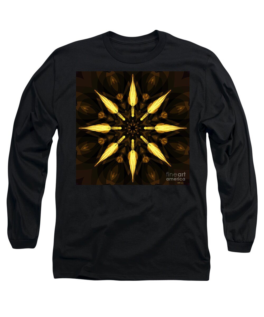 Fractal Art Long Sleeve T-Shirt featuring the digital art Golden Arrows by Elizabeth McTaggart