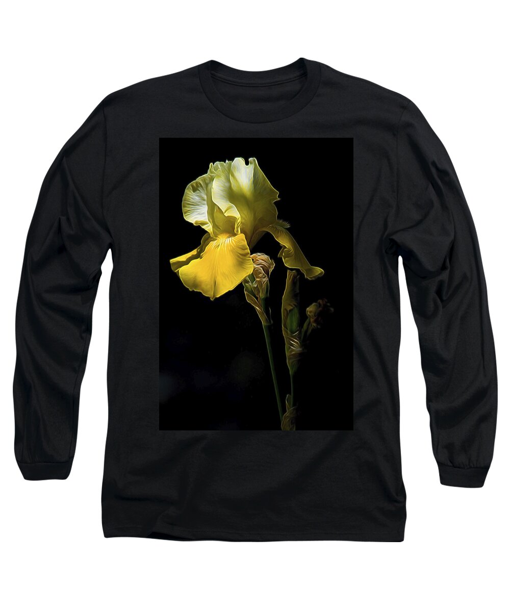 Nature Long Sleeve T-Shirt featuring the digital art Golden Iris by William Horden