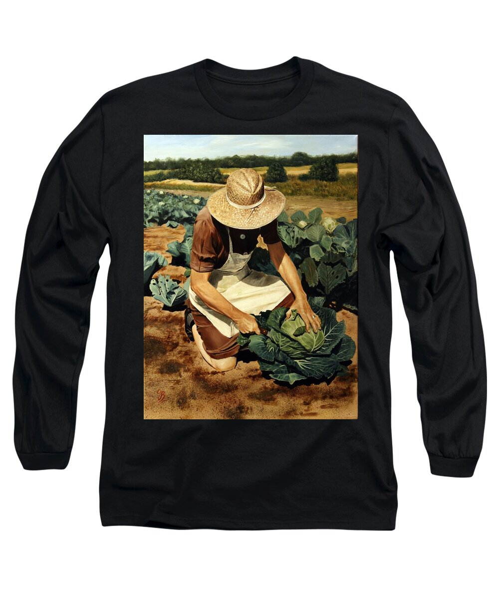 Oil Painting Long Sleeve T-Shirt featuring the painting Good Harvest by Glenn Beasley