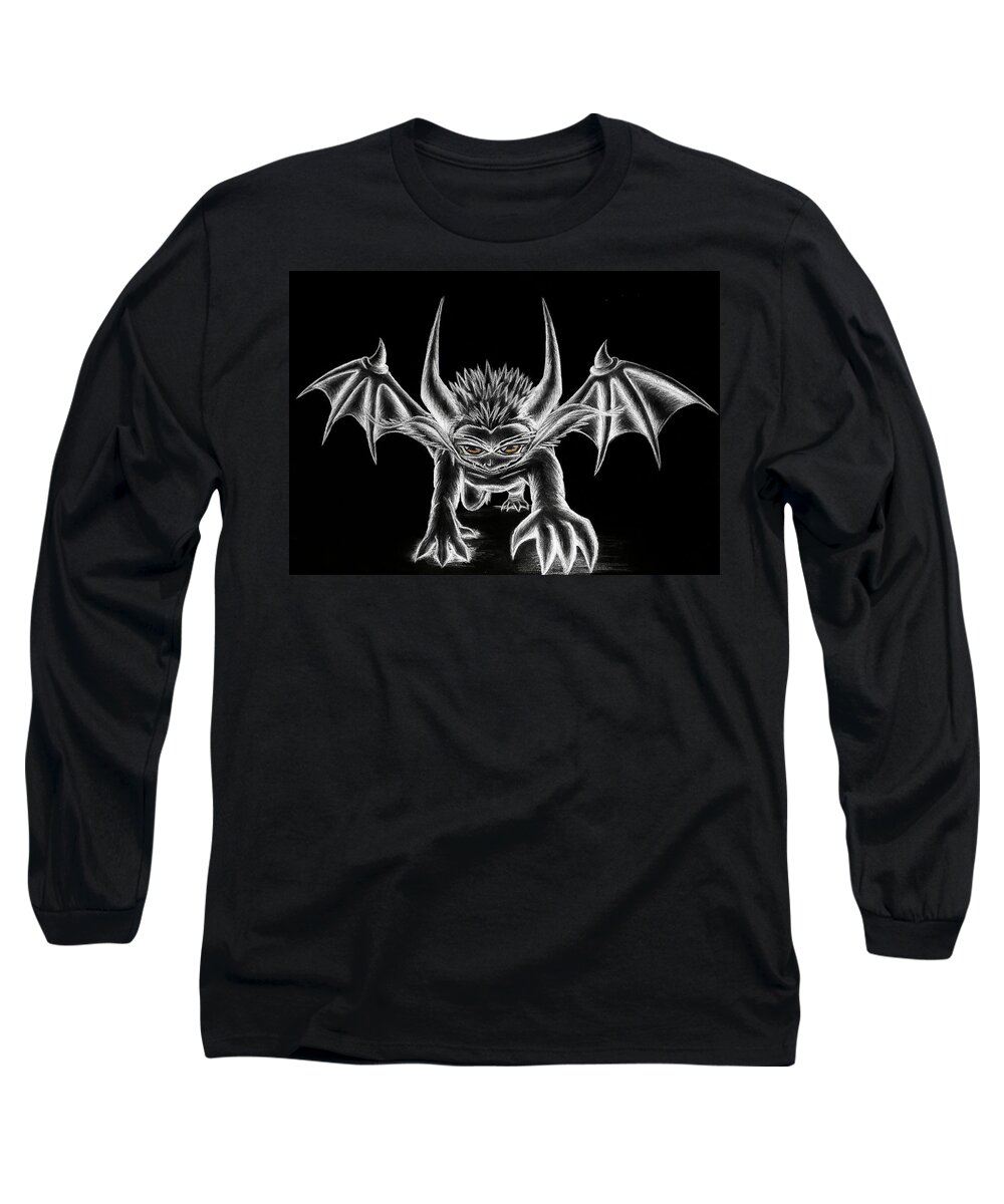 Demon Long Sleeve T-Shirt featuring the painting Grevil Chalk by Shawn Dall