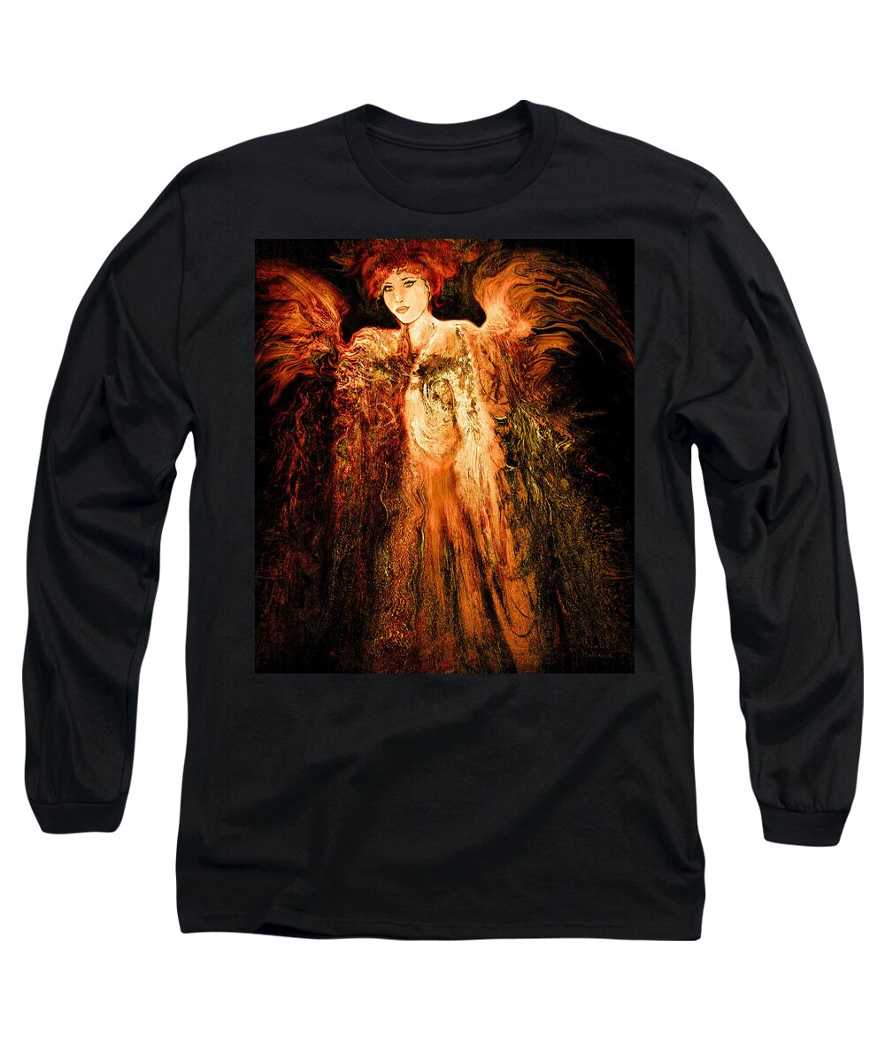 Angel Long Sleeve T-Shirt featuring the mixed media Guardian Angel by Natalie Holland