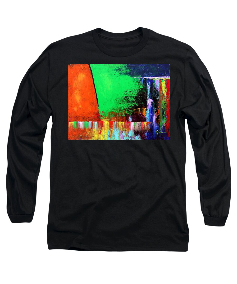 Abstract Long Sleeve T-Shirt featuring the painting Happiness by Kume Bryant