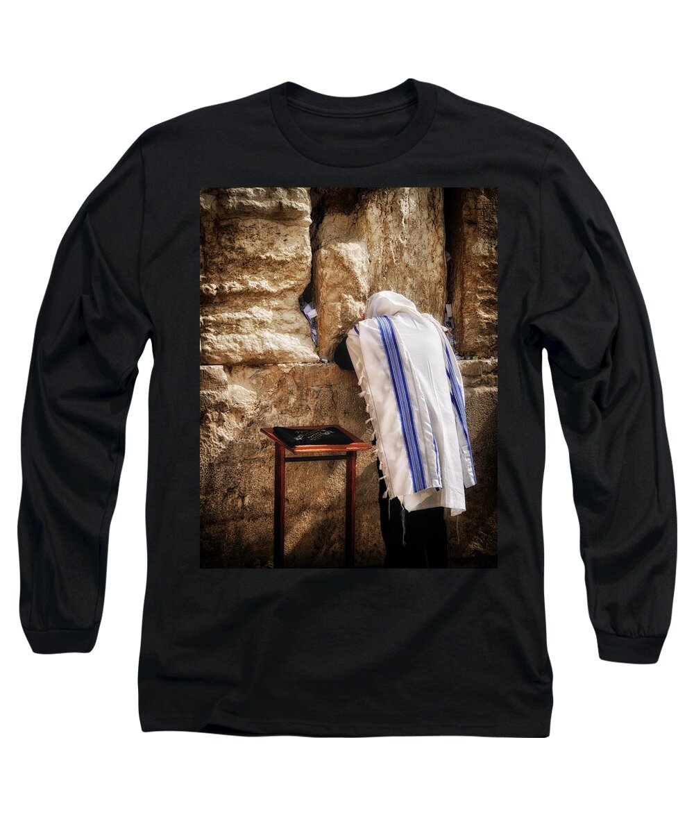 Israel Long Sleeve T-Shirt featuring the photograph Harken Unto My Prayer O Lord Western Wall Jerusalem by Mark Fuller