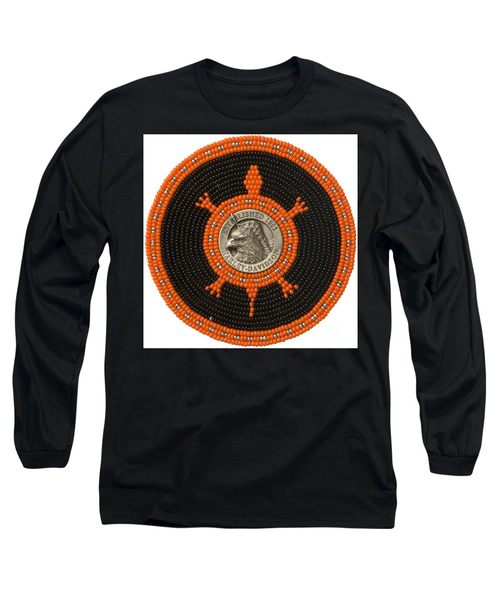 Turtle Long Sleeve T-Shirt featuring the mixed media Harley Davidson ill by Douglas Limon