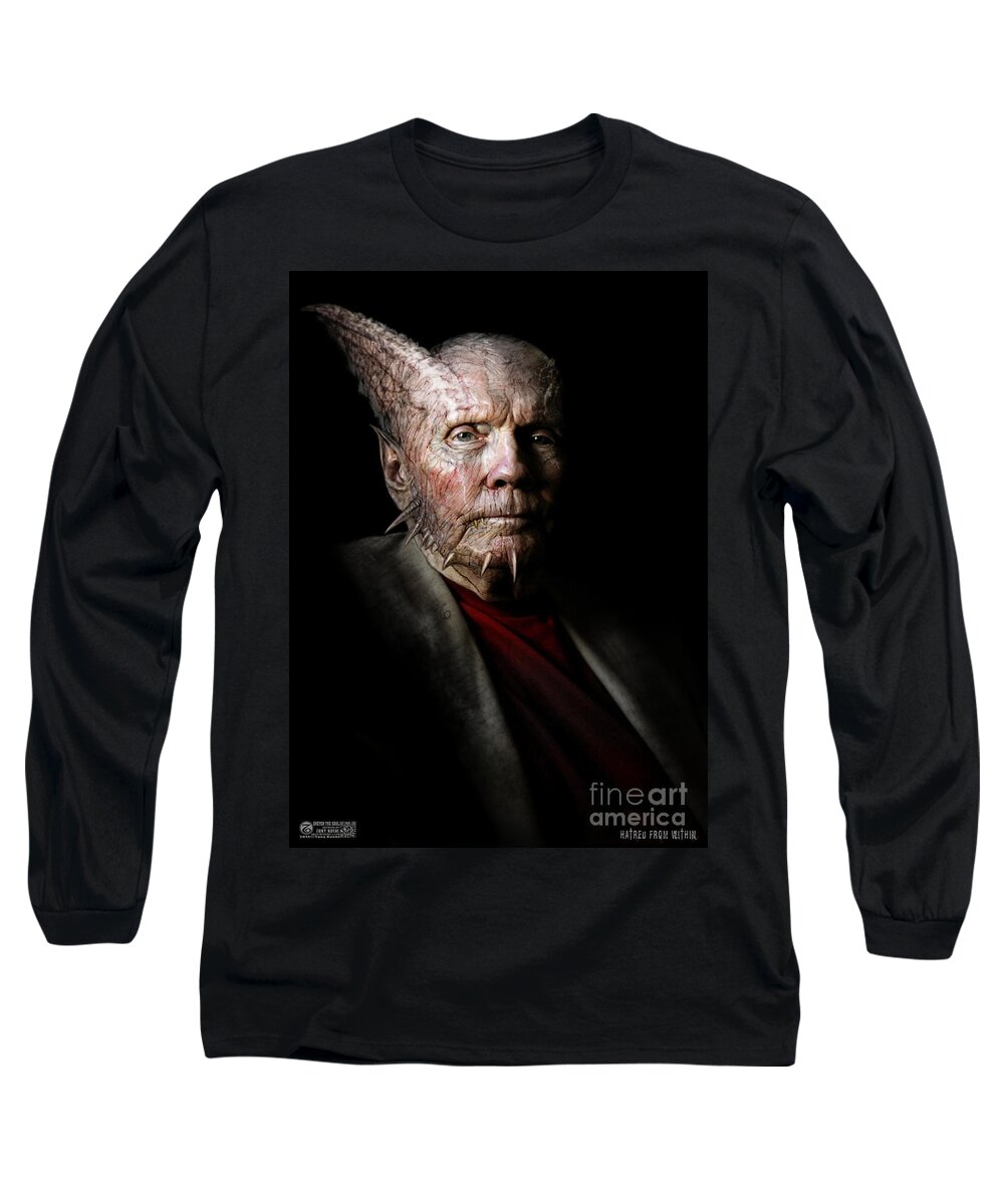 Tony Koehl Long Sleeve T-Shirt featuring the mixed media Hatred From Within by Tony Koehl