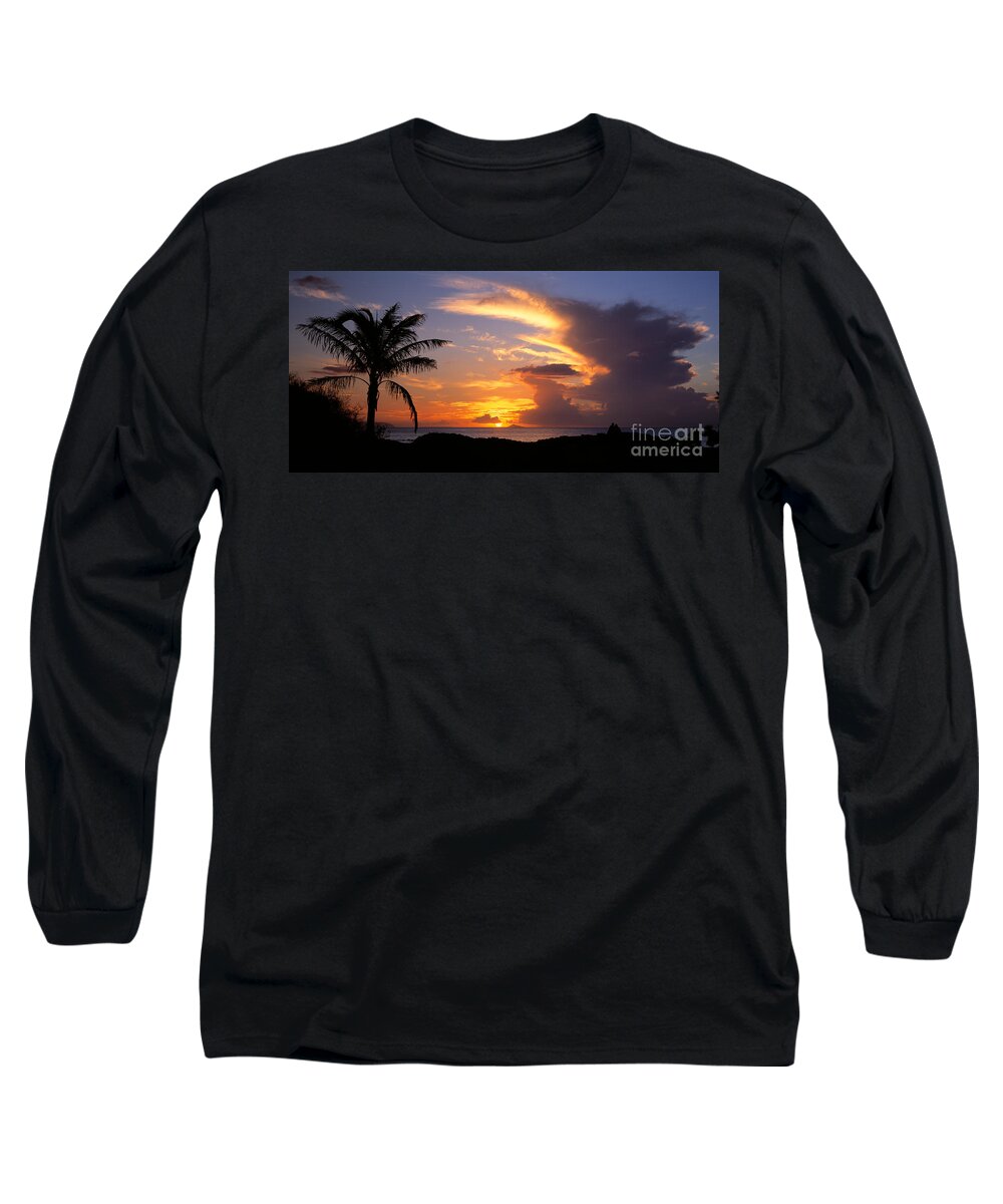 Sunset Long Sleeve T-Shirt featuring the photograph Hawaian sunset by Les Palenik