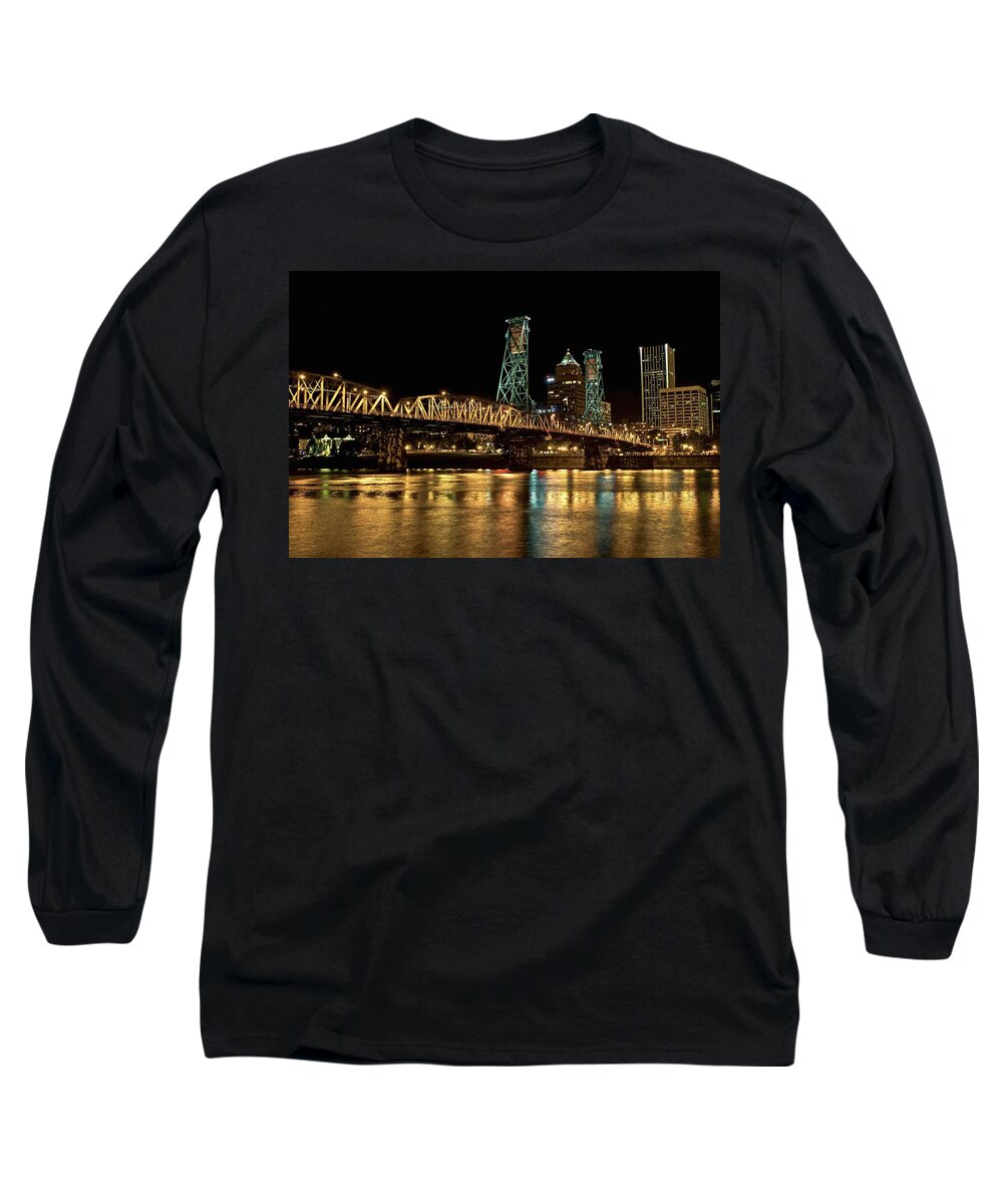 Hawthorne Bridge Long Sleeve T-Shirt featuring the photograph Hawthorne Bridge over Willamette River by SC Heffner