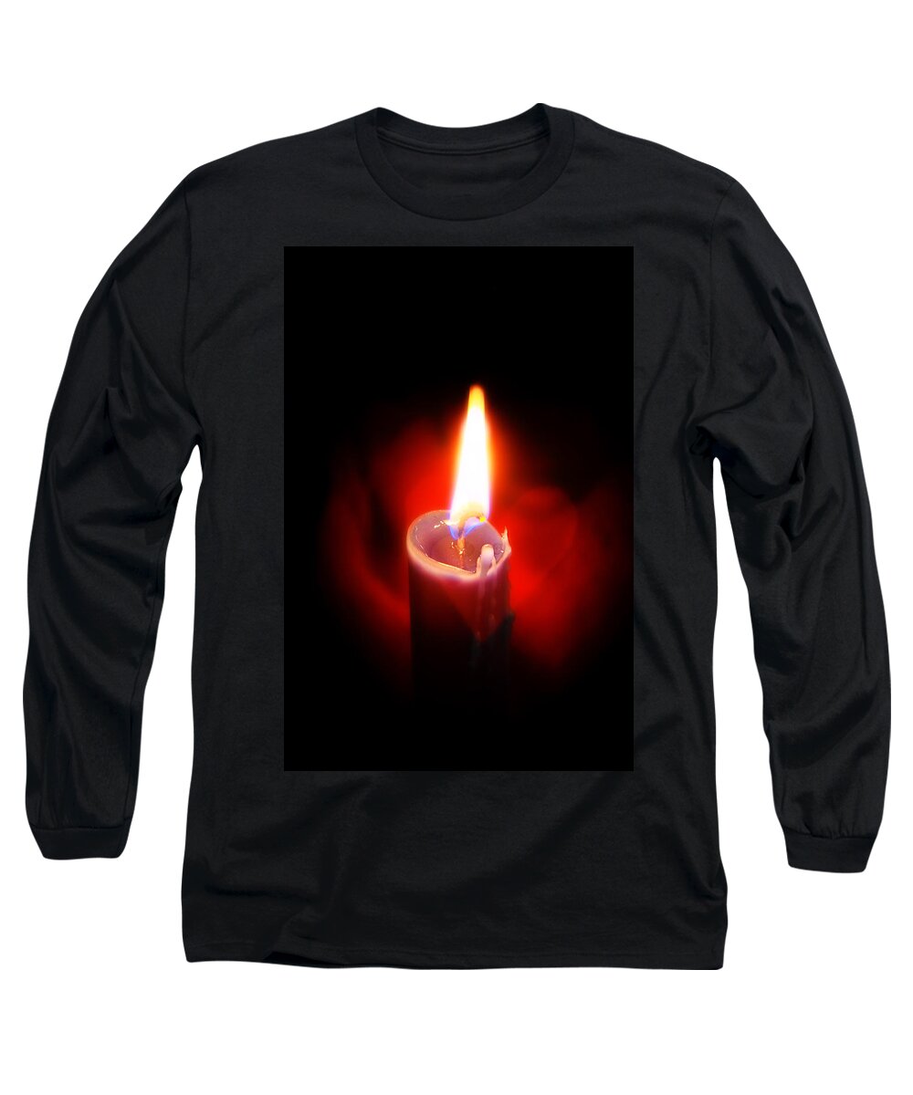 Candle Long Sleeve T-Shirt featuring the photograph Heart Aflame by Sennie Pierson