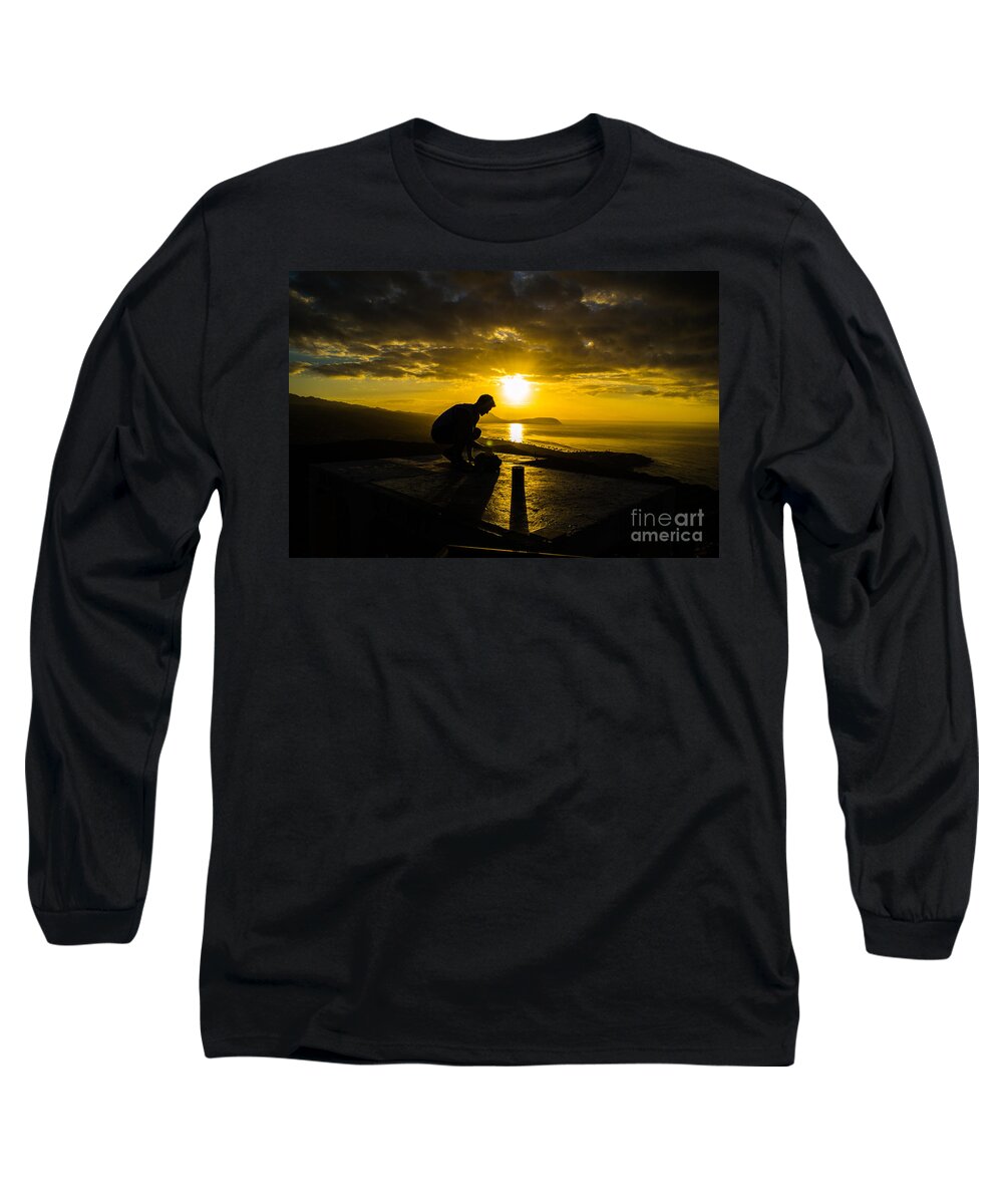 Diamondhead Long Sleeve T-Shirt featuring the photograph Hiker @ Diamondhead by Angela DeFrias