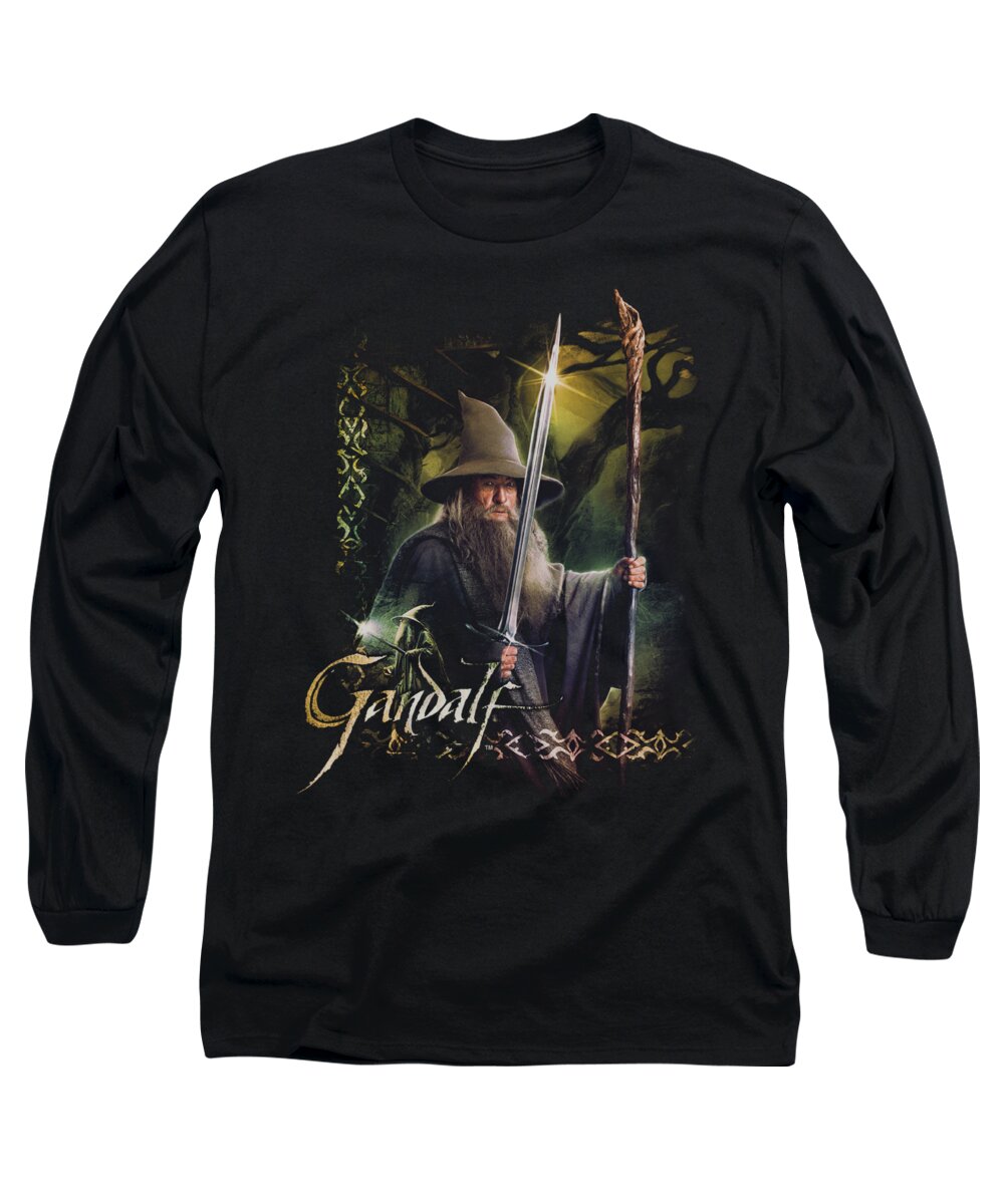 The Hobbit Long Sleeve T-Shirt featuring the digital art Hobbit - Sword And Staff by Brand A