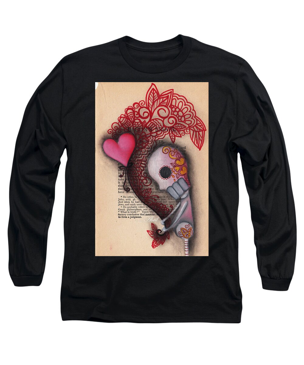 Day Of The Dead Long Sleeve T-Shirt featuring the painting Holding On by Abril Andrade