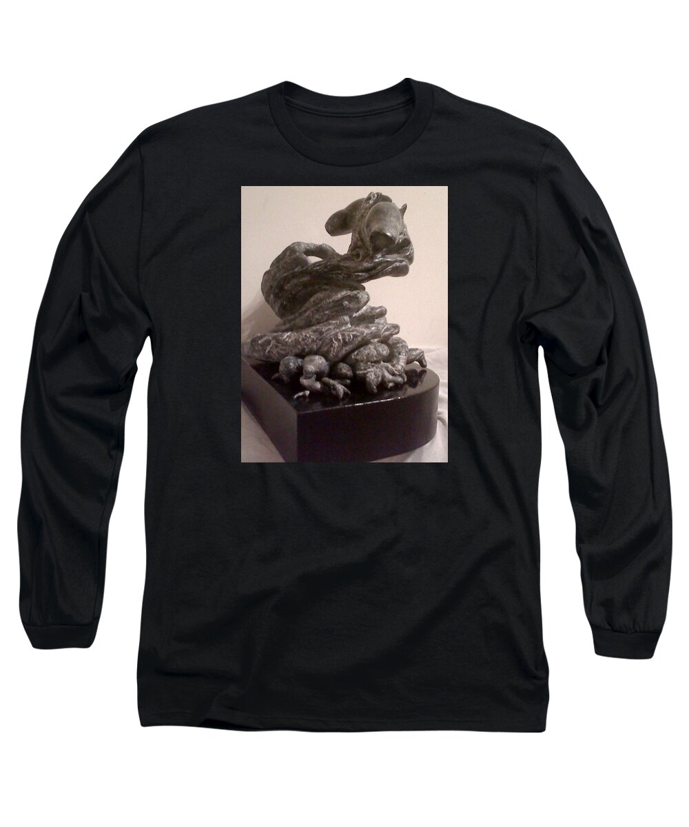 Hand-carved Sculpture Long Sleeve T-Shirt featuring the sculpture Homorphous by Linda N La Rose