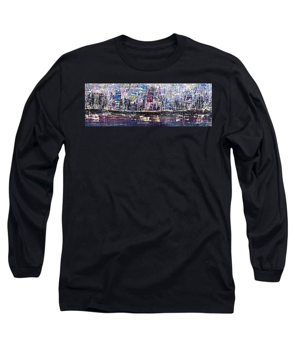 Surreal Long Sleeve T-Shirt featuring the painting Hong Kong by Janice Nabors Raiteri