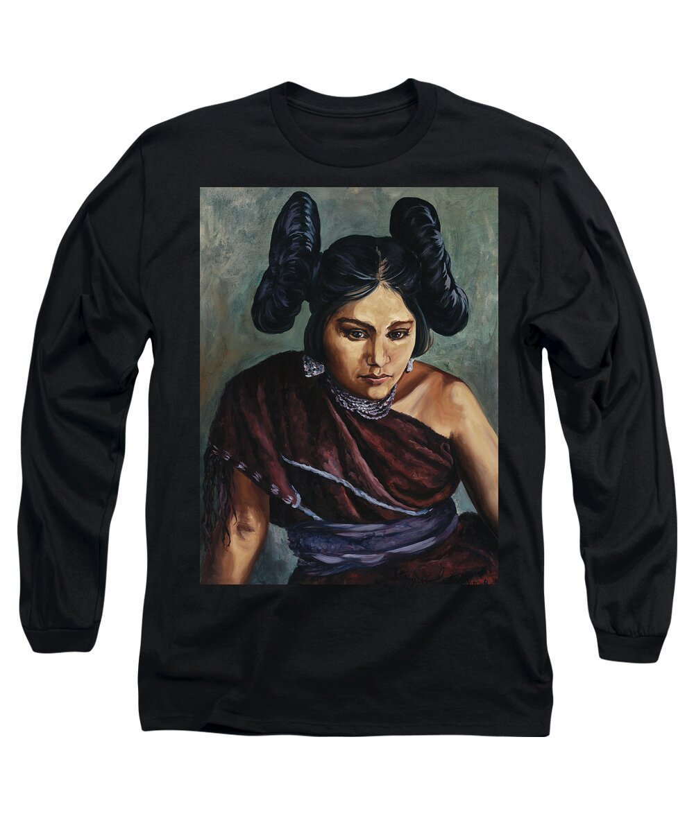 Native American Long Sleeve T-Shirt featuring the painting Hopi Jewel by Christine Lytwynczuk