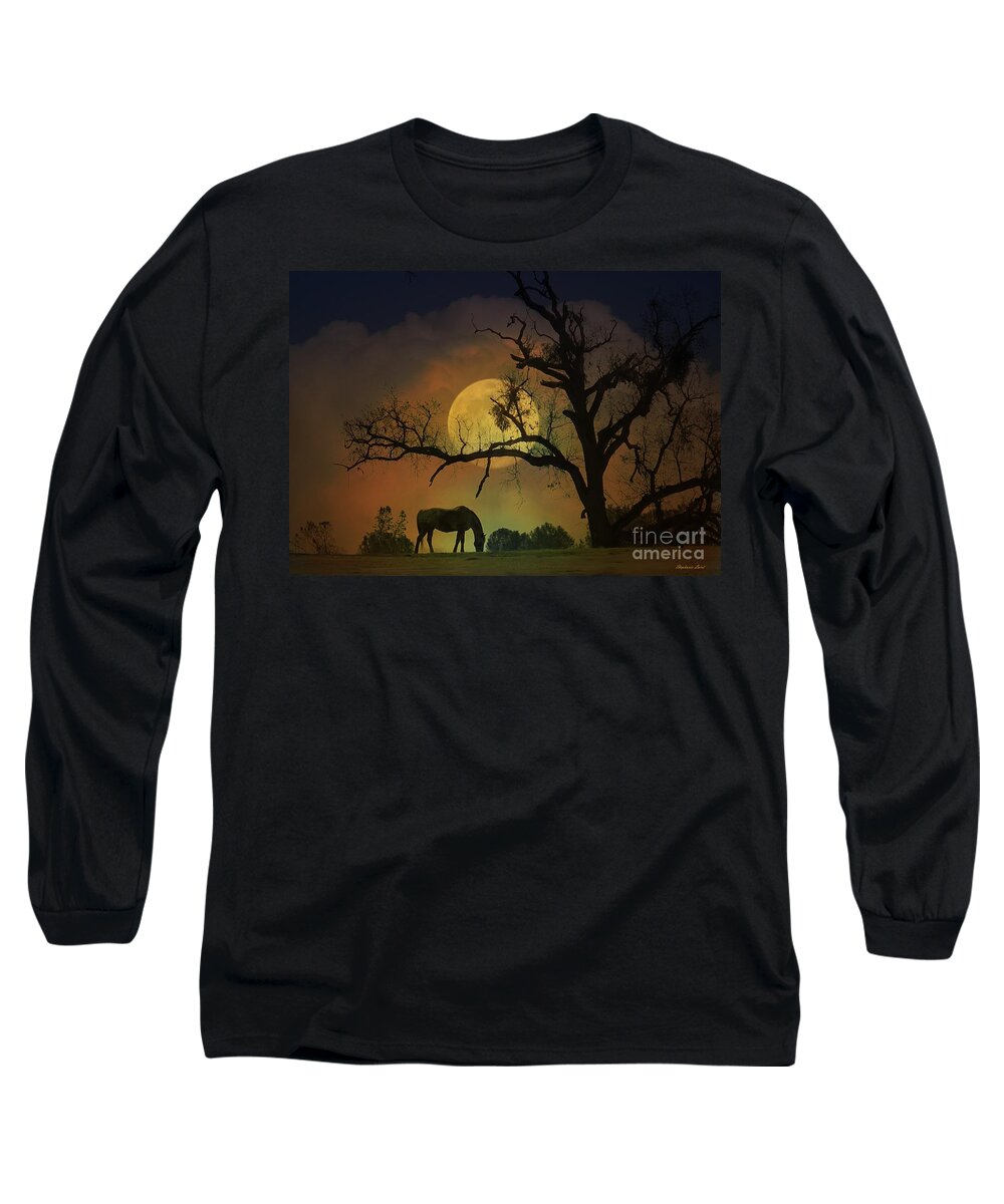 Horse Long Sleeve T-Shirt featuring the photograph Horse and Moon by Stephanie Laird