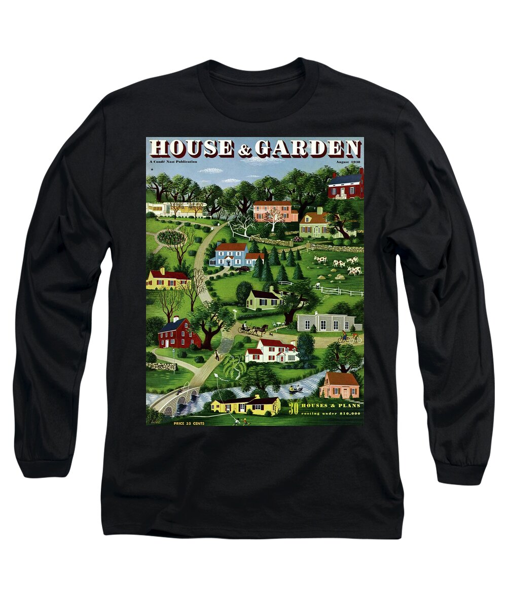 House And Garden Long Sleeve T-Shirt featuring the photograph House And Garden Cover Featuring An Illustration by Victor Bobritsky