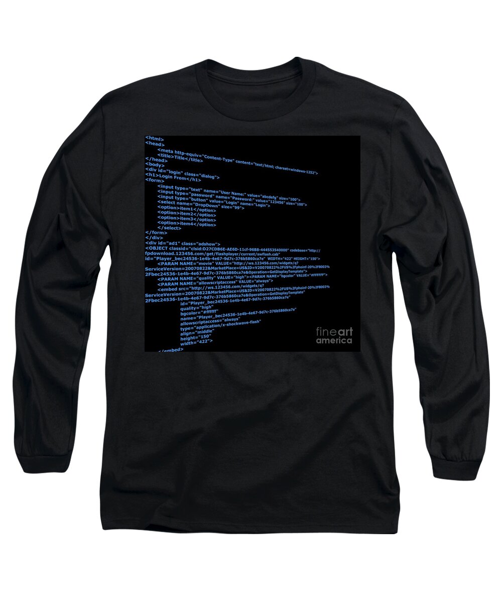 Abstract Long Sleeve T-Shirt featuring the digital art HTML Background by Henrik Lehnerer