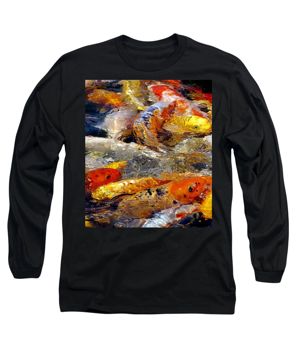 Pond Long Sleeve T-Shirt featuring the photograph Hungry Koi by Bob Slitzan