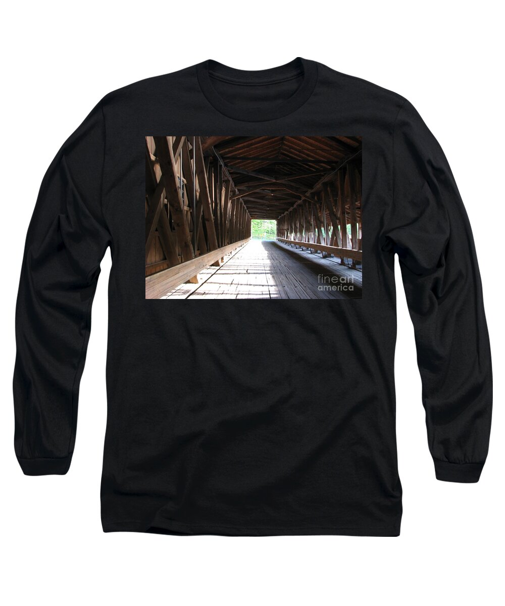 Covered Bridge Long Sleeve T-Shirt featuring the photograph I See The Light by Michael Krek