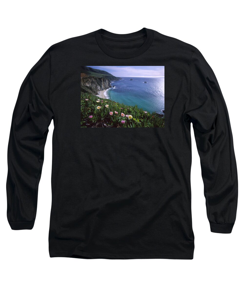 00174725 Long Sleeve T-Shirt featuring the photograph Ice Plants on Big Sur Coast by Tim Fitzharris