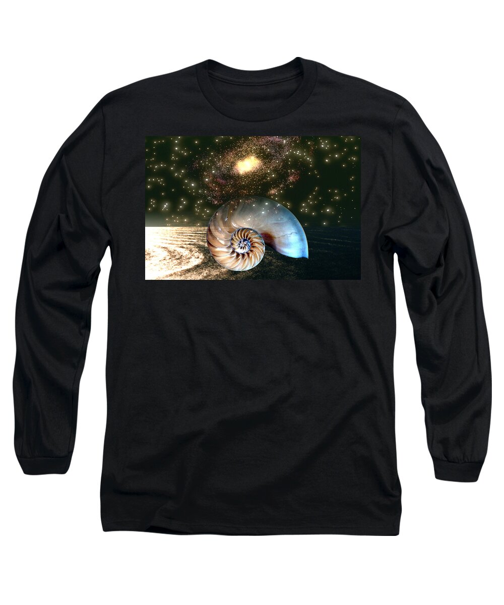 Shell Long Sleeve T-Shirt featuring the digital art Inner Space Outer Space by Lisa Yount