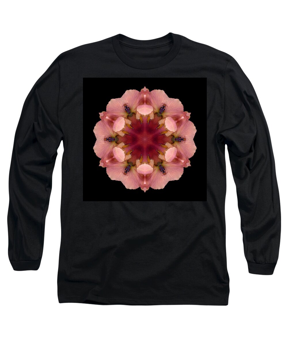 Flower Long Sleeve T-Shirt featuring the photograph Iris Germanica Flower Mandala by David J Bookbinder