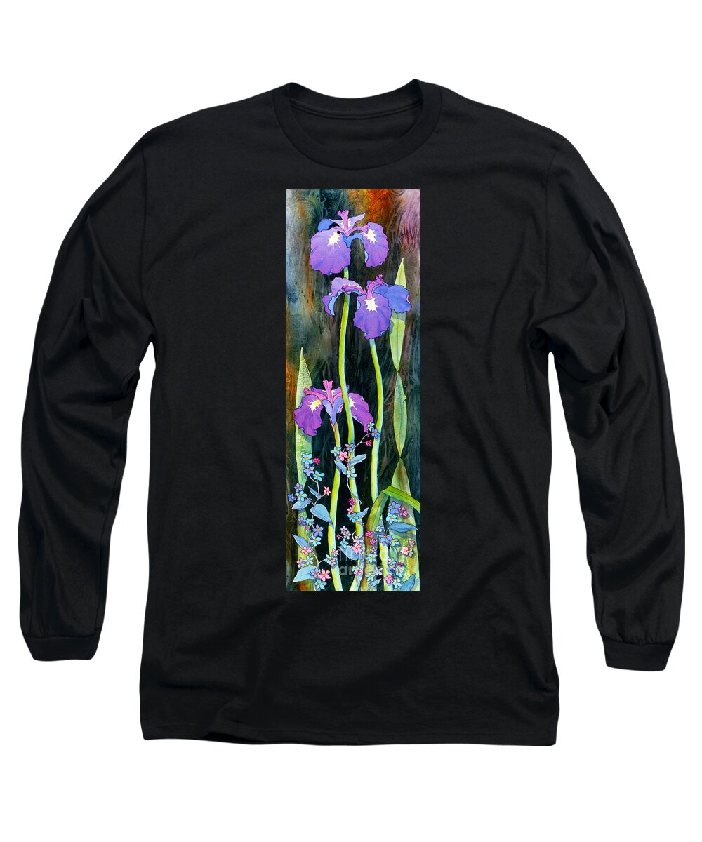 Iris Tall & Slim Long Sleeve T-Shirt featuring the painting Iris Tall and Slim by Teresa Ascone
