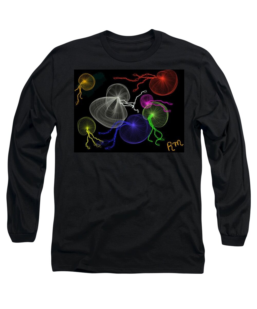 Jellyfish Long Sleeve T-Shirt featuring the digital art Jellyfish Jam by Renee Michelle Wenker