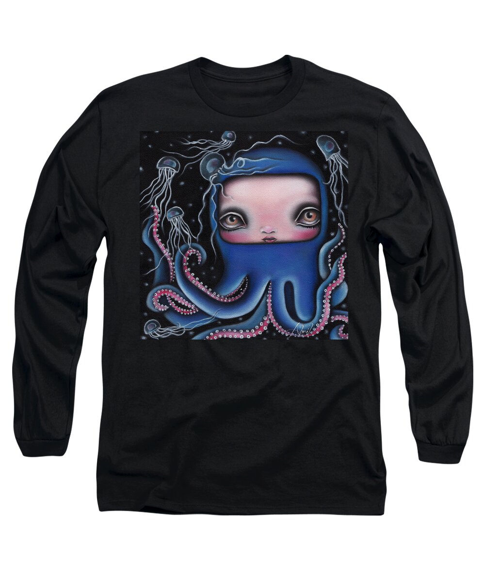 Octopus Long Sleeve T-Shirt featuring the painting Jolenta by Abril Andrade
