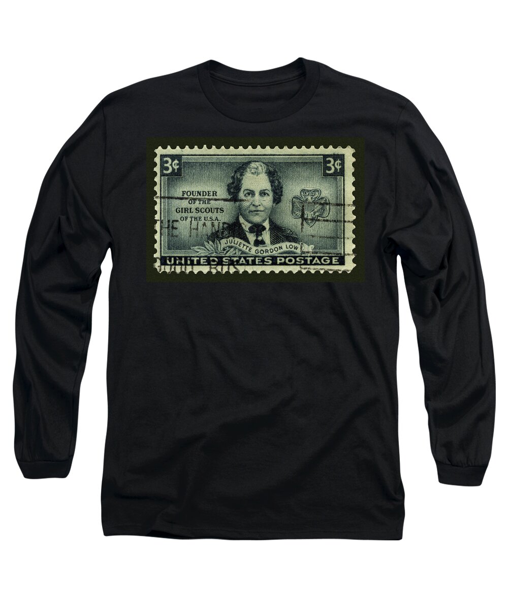 Girl Scouts Long Sleeve T-Shirt featuring the photograph Girl Scouts Founder Juliette Gordon Low Postage Stamp by Phil Cardamone