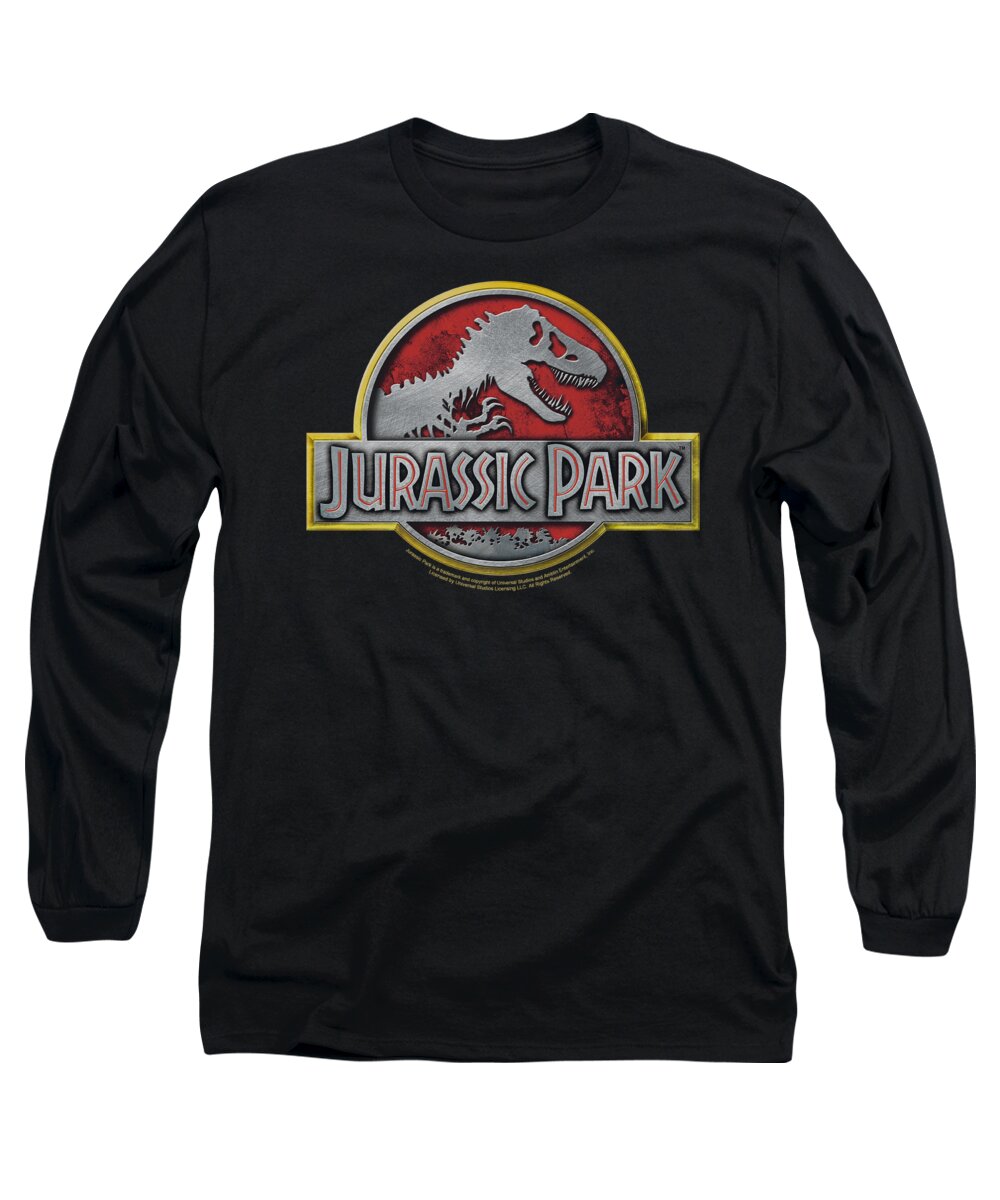 Jurassic Park Long Sleeve T-Shirt featuring the digital art Jurassic Park - Logo by Brand A
