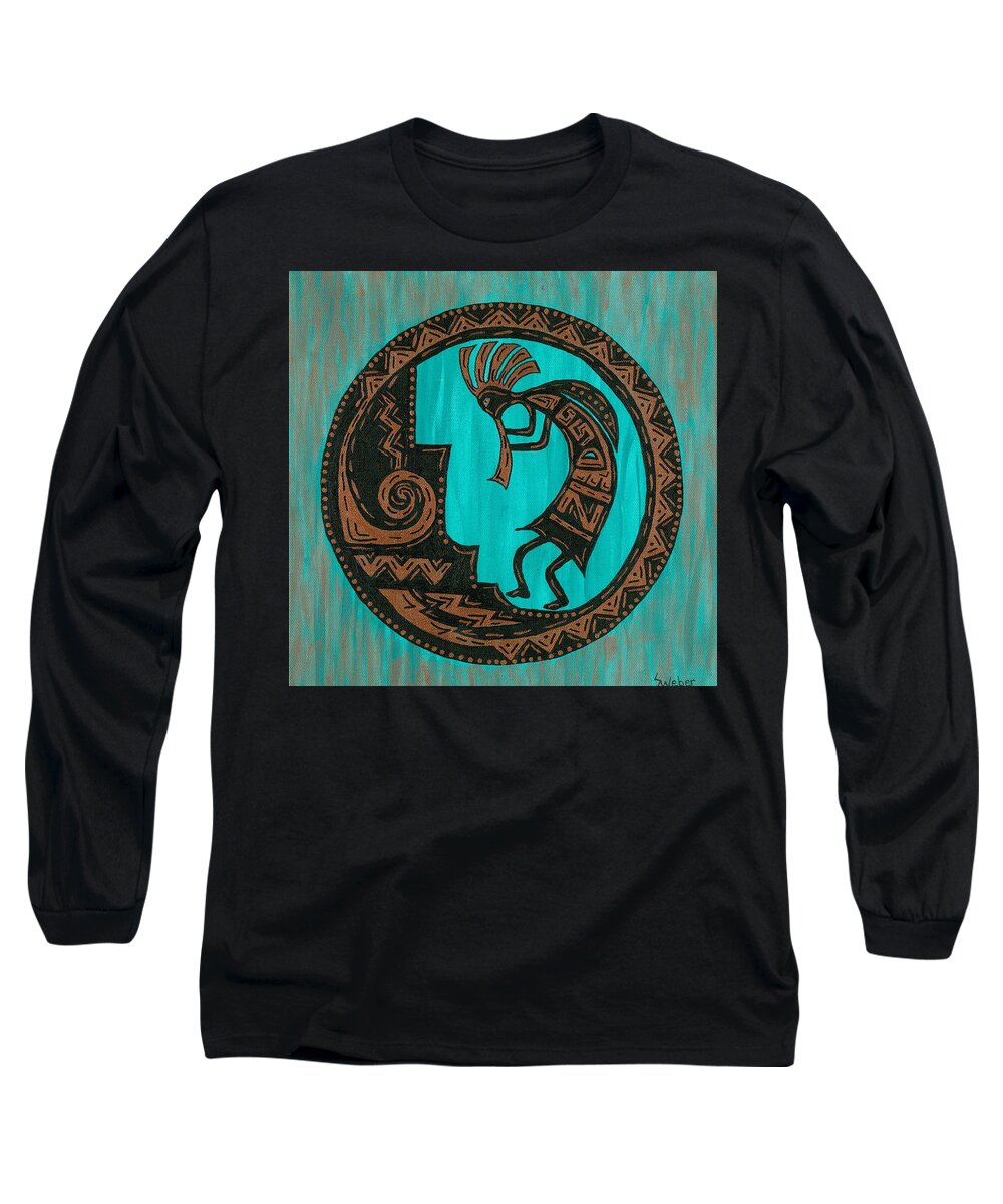 Susie Weber Long Sleeve T-Shirt featuring the painting Kokopelli by Susie WEBER