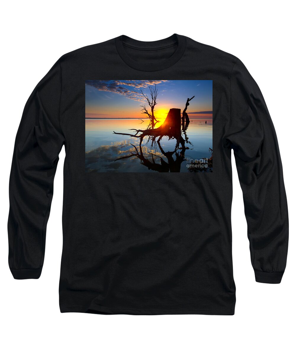 Lake Bonney Sunrise Barmera Riverland South Australia Long Sleeve T-Shirt featuring the photograph Lake Bonney Sunrise by Bill Robinson