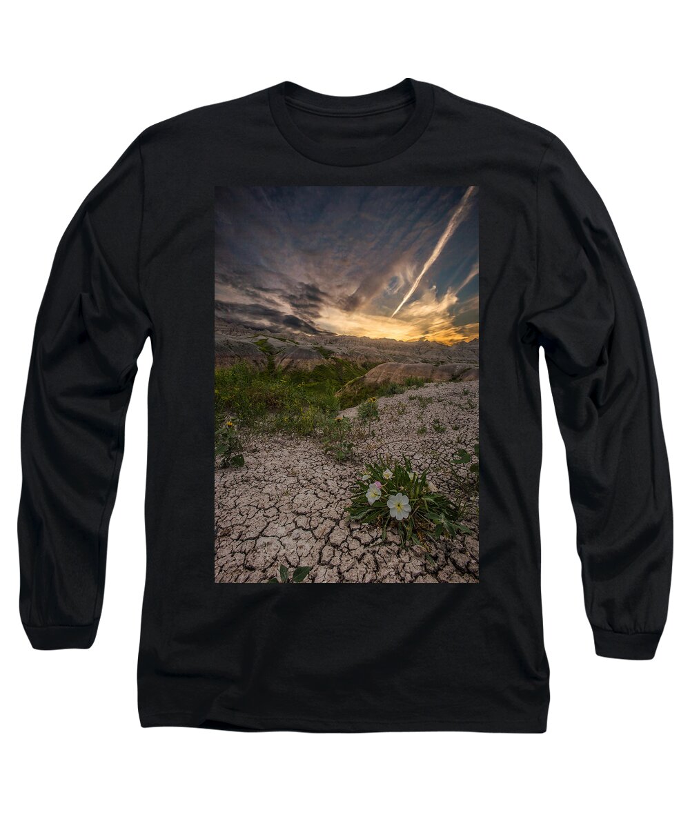 Badlands National Park Long Sleeve T-Shirt featuring the photograph Life Finds A Way by Aaron J Groen