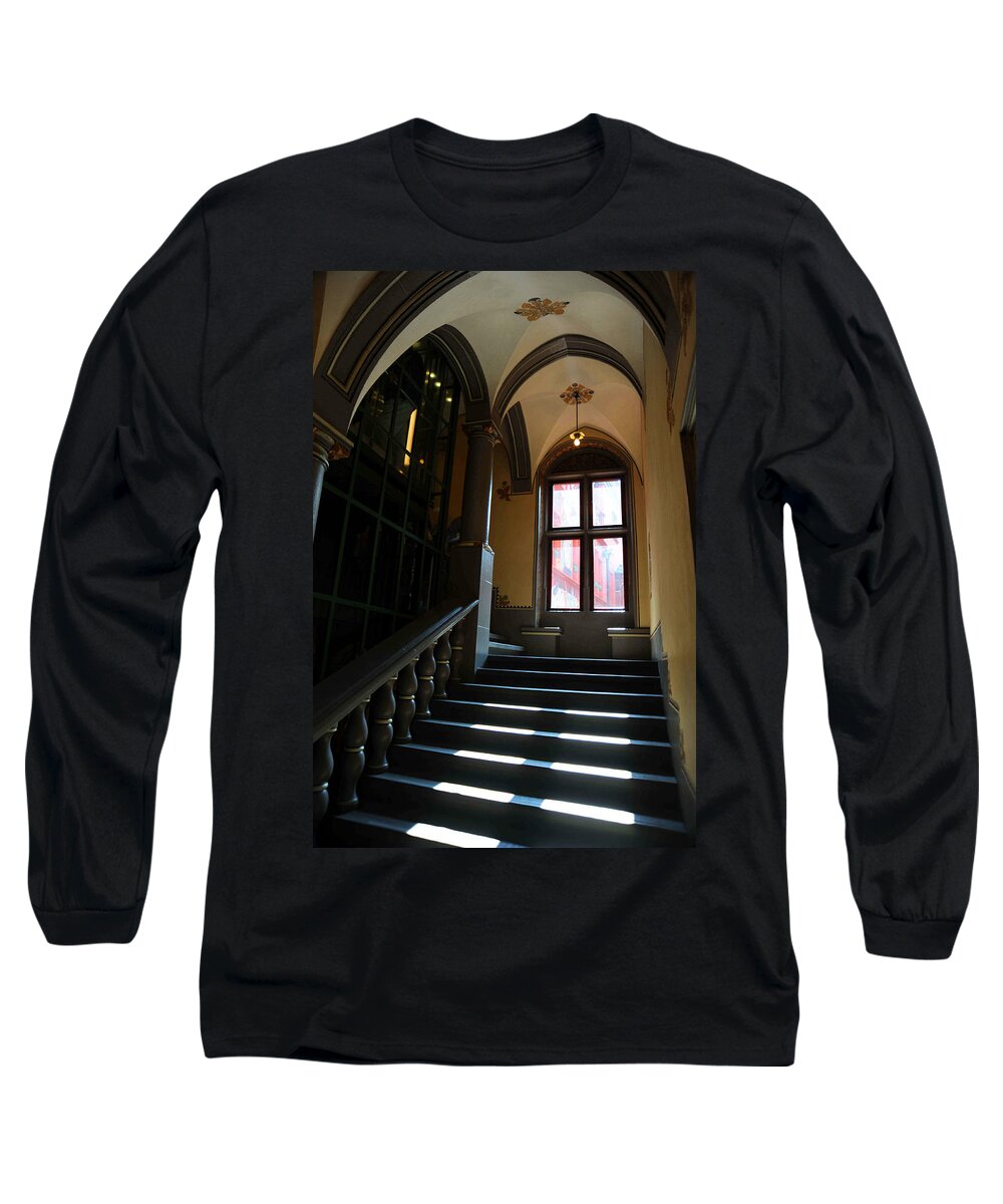 Europe Long Sleeve T-Shirt featuring the photograph Lighted Stairs by Richard Gehlbach