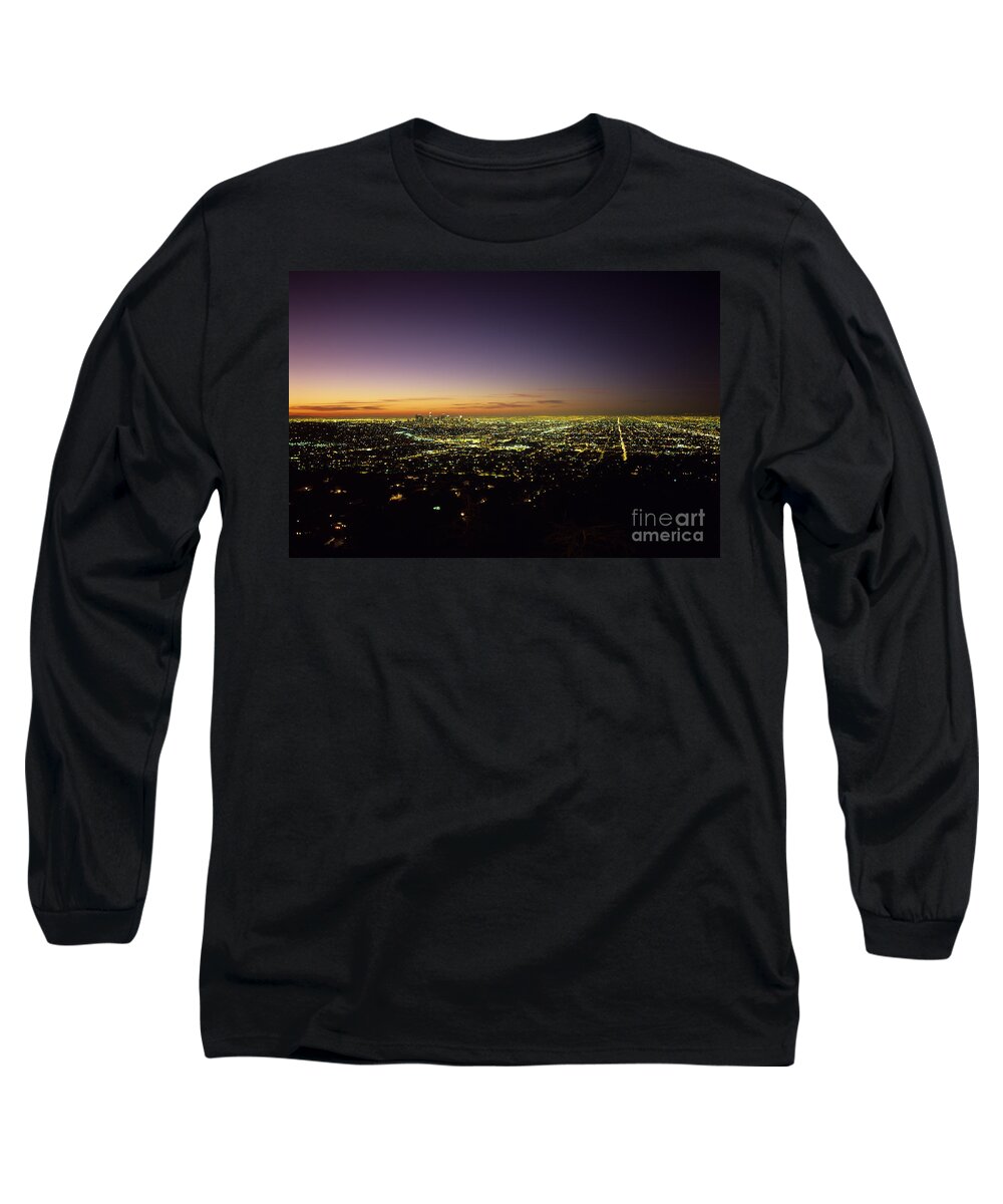 Travel Long Sleeve T-Shirt featuring the photograph Retro Image of Los Angele Skyline by Jim Corwin