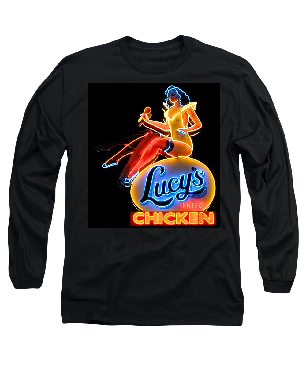 Sign Long Sleeve T-Shirt featuring the photograph Lovely Lucy's Chicken by Kristina Deane