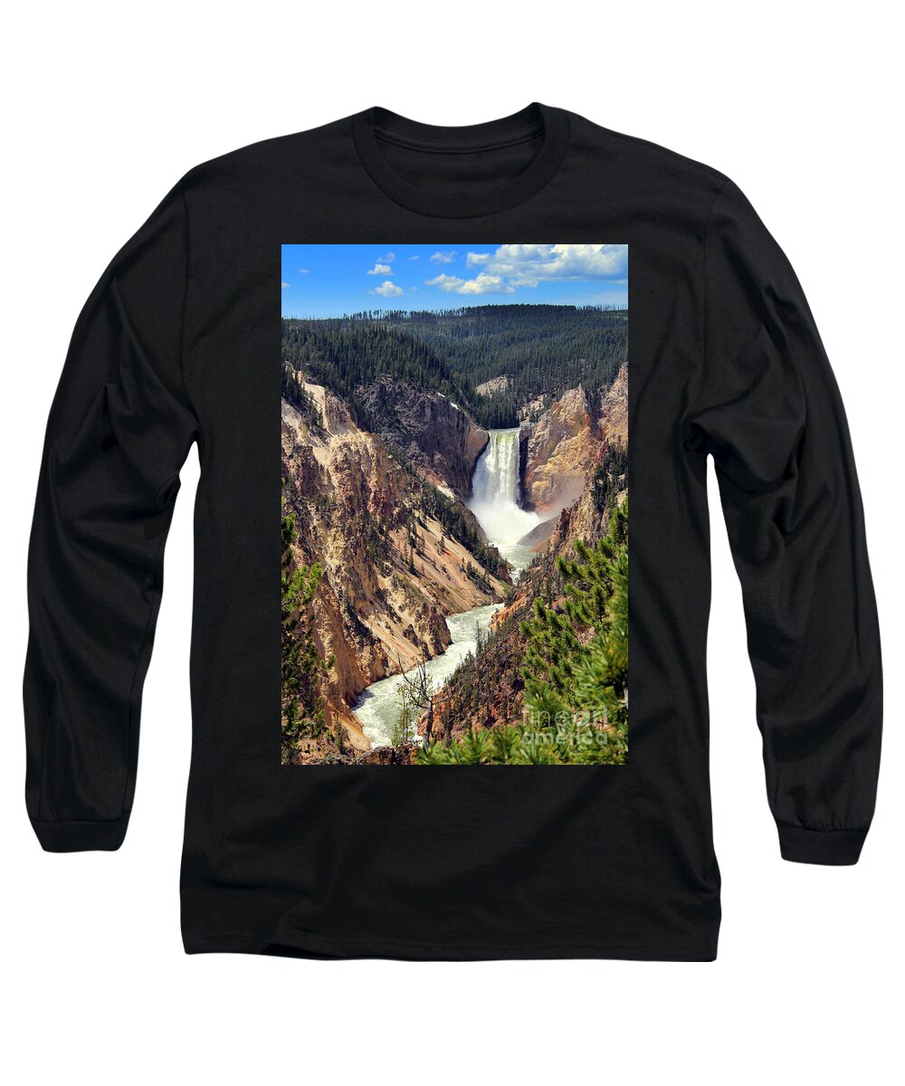 Waterfalls Long Sleeve T-Shirt featuring the photograph Lower Falls of Yellowstone by Jemmy Archer