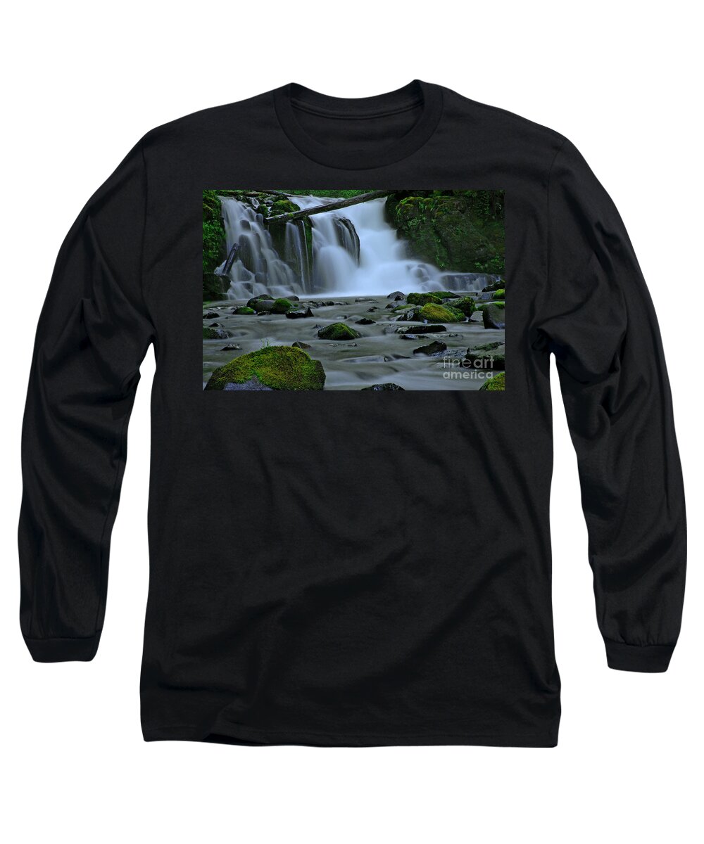  Area Long Sleeve T-Shirt featuring the photograph Lower McDowell Creek Falls by Nick Boren