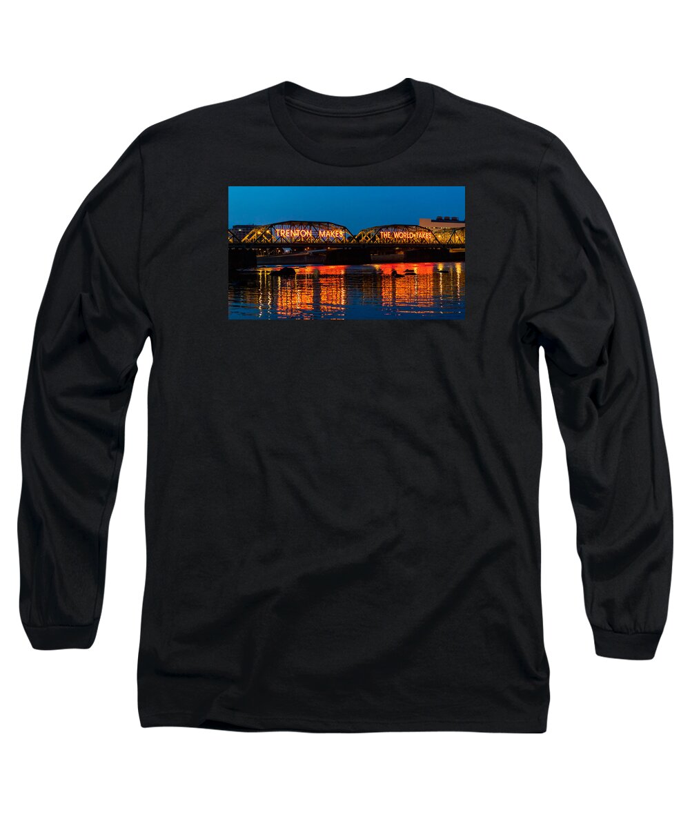 New Jersey Long Sleeve T-Shirt featuring the photograph Lower Trenton Bridge by Louis Dallara
