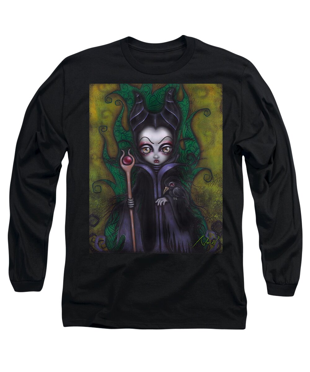 Villains Long Sleeve T-Shirt featuring the painting Maleficent by Abril Andrade