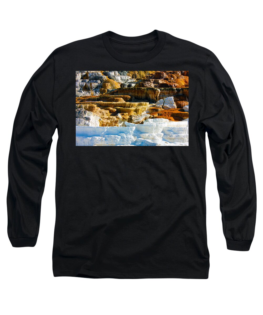 Mammoth Hot Springs Long Sleeve T-Shirt featuring the photograph Mammoth Hot Springs Rock Formation No1 by Josh Bryant