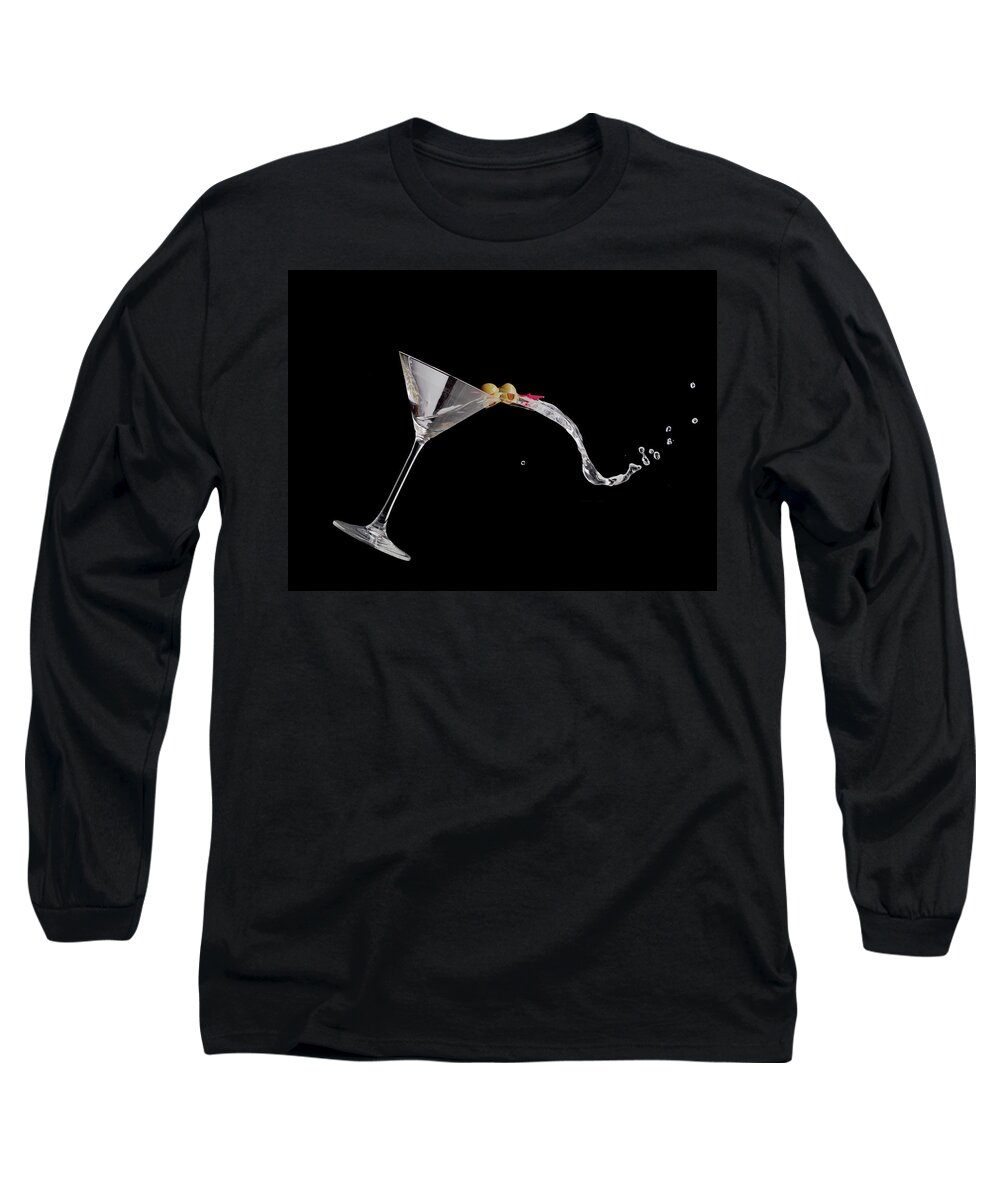 Drink Long Sleeve T-Shirt featuring the photograph Martini Spill by Alexey Stiop
