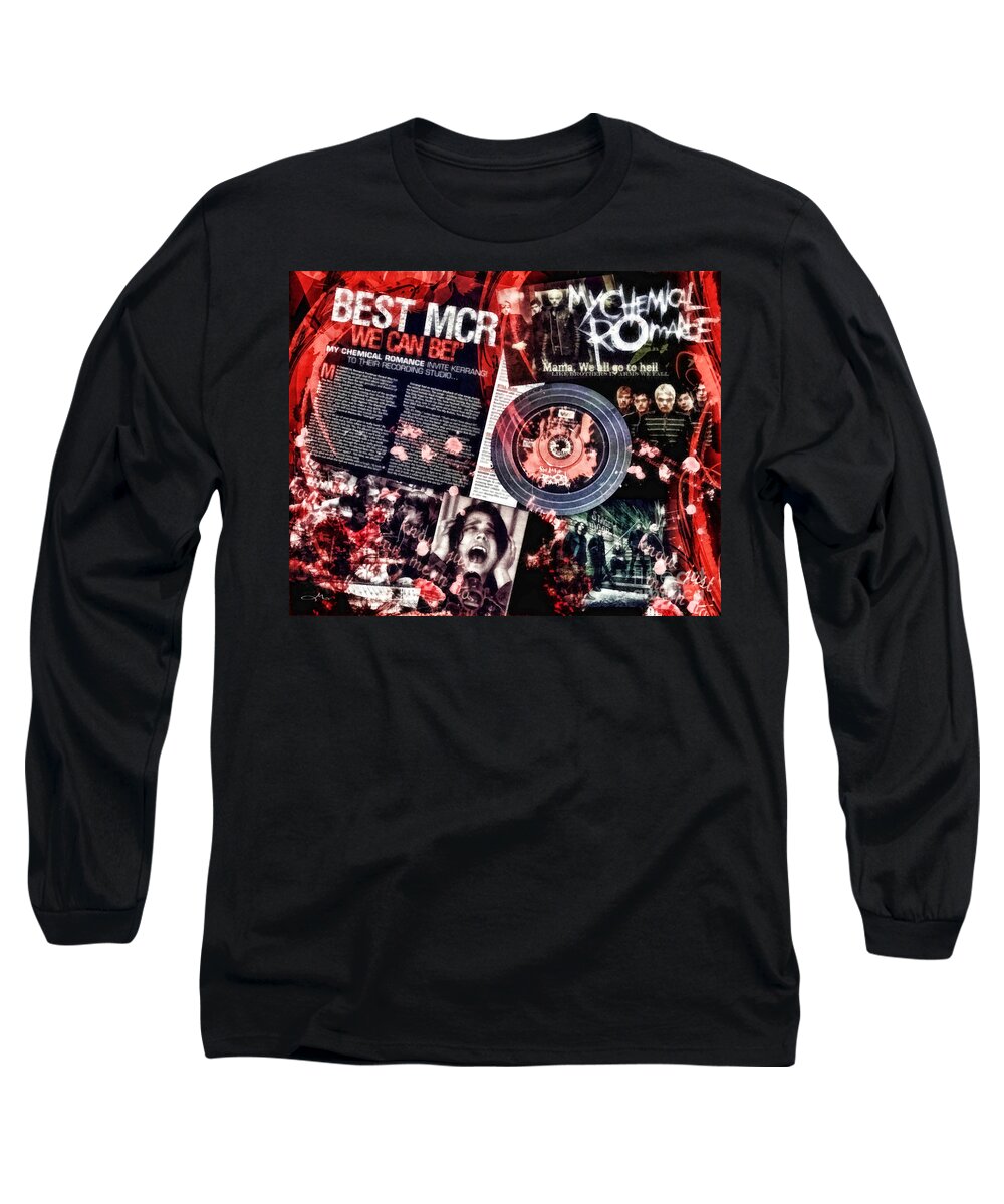 Mcr Long Sleeve T-Shirt featuring the mixed media MCR by Mo T