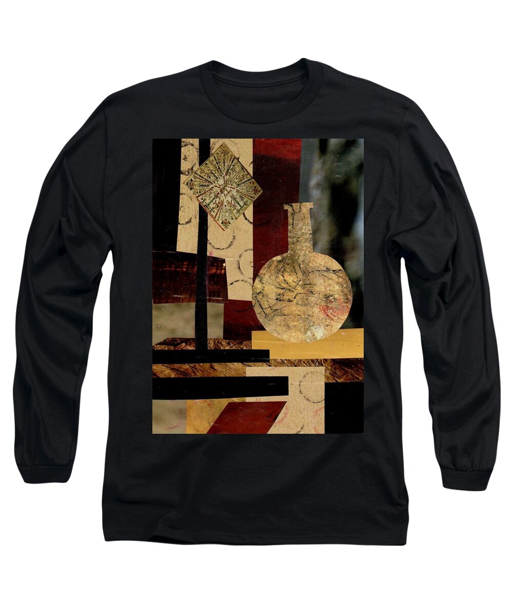 Mediterranean Long Sleeve T-Shirt featuring the mixed media Mediterranean Vase by Patricia Cleasby