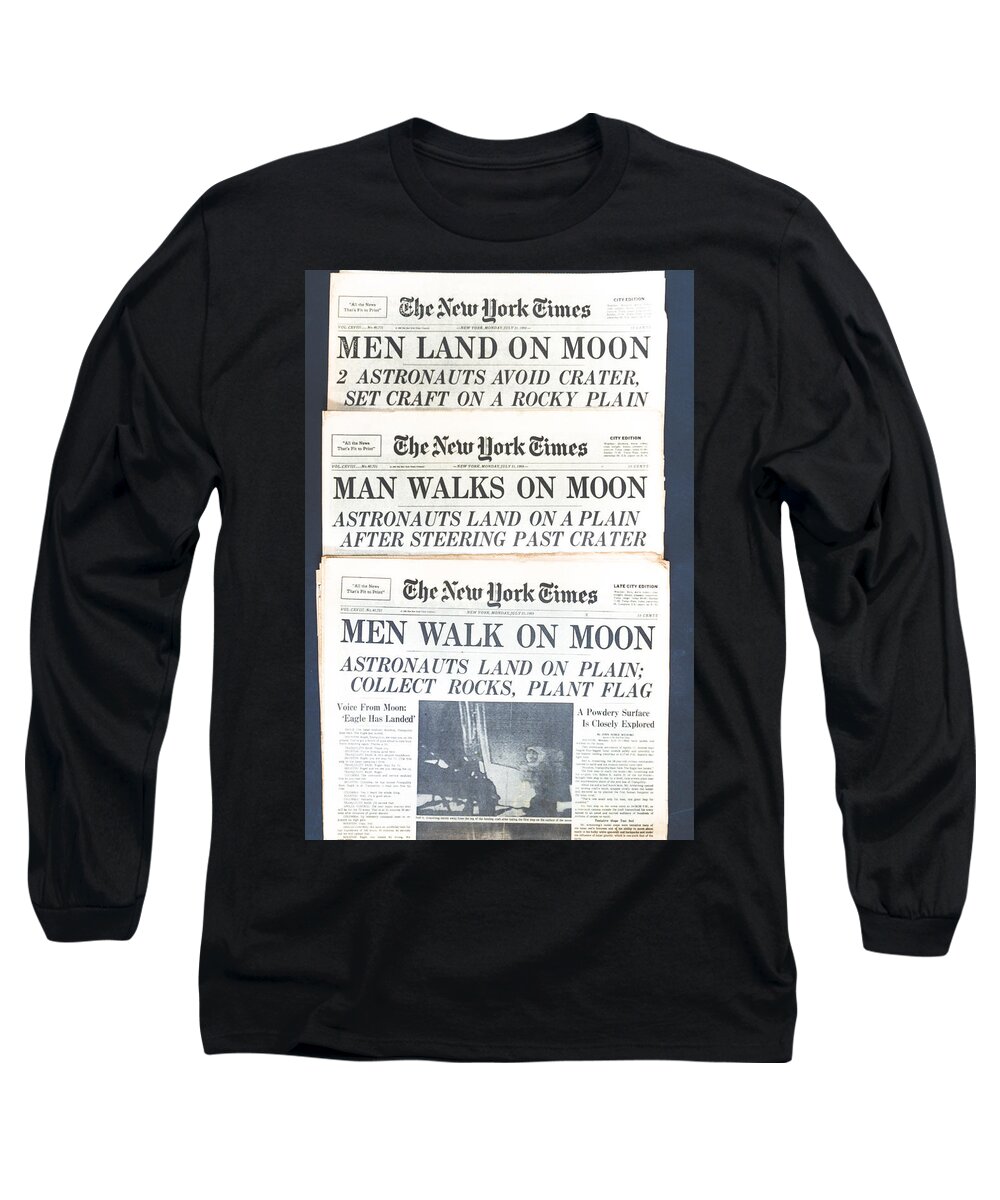 Men Land On Moon Long Sleeve T-Shirt featuring the photograph Men Walk On The Moon by Kenneth Cole