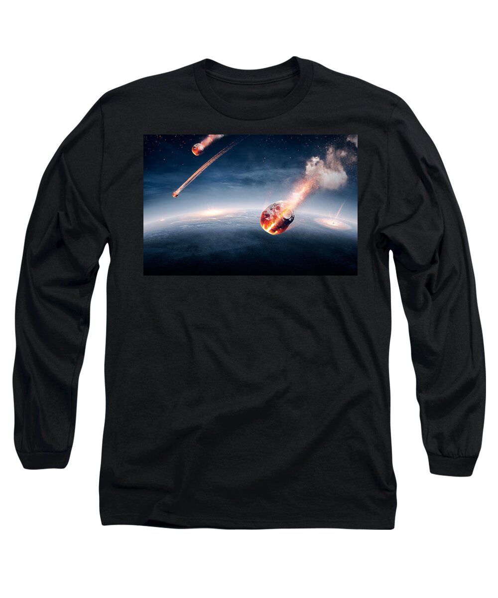 Meteorite Long Sleeve T-Shirt featuring the photograph Meteorites on their way to earth by Johan Swanepoel