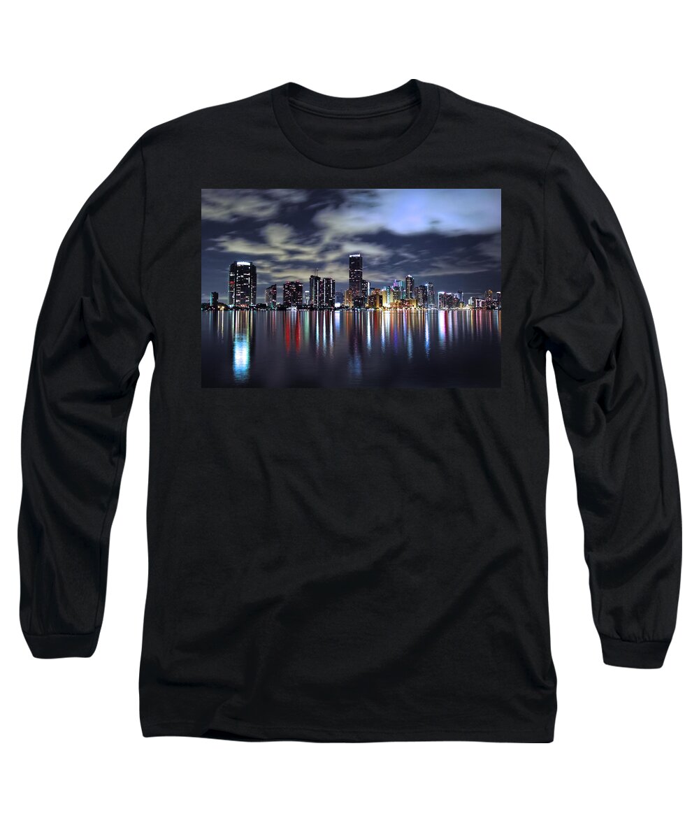 Miami Long Sleeve T-Shirt featuring the photograph Miami Skyline by Gary Dean Mercer Clark
